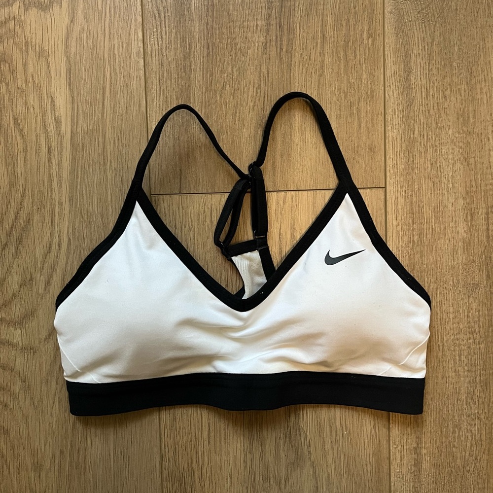 Nike Women's Black Trim White Sports Bra
